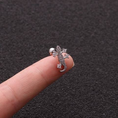 Kraakbeen Piercing Studs Roestvrij Staal Cubic Zirconia Schroefsluiting Oorbellen Gecko Pijl Ster Sieraden Voor Dames Heren