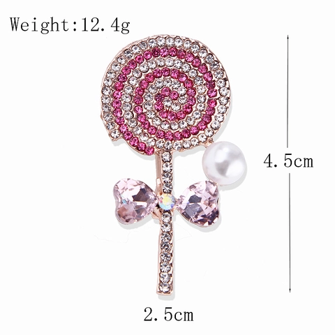 Broche De Aleación En Forma De Piruleta Corazón De Diamantes De Imitación Perla Artificial Decoración Dulce Para Mujeres