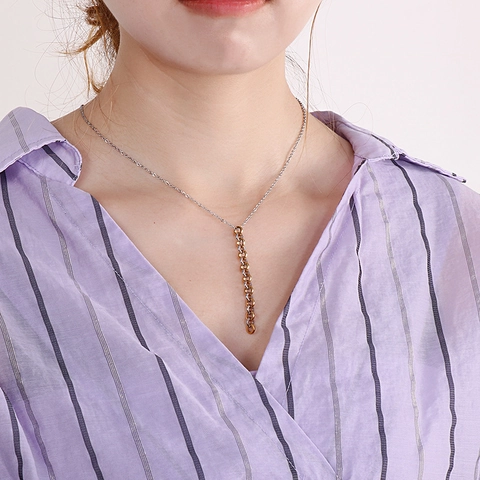 Collana Pendente Anelli Intrecciati Verticali Acciaio Inossidabile 316L Lucido Geometrico Minimalista Gioielli Donna