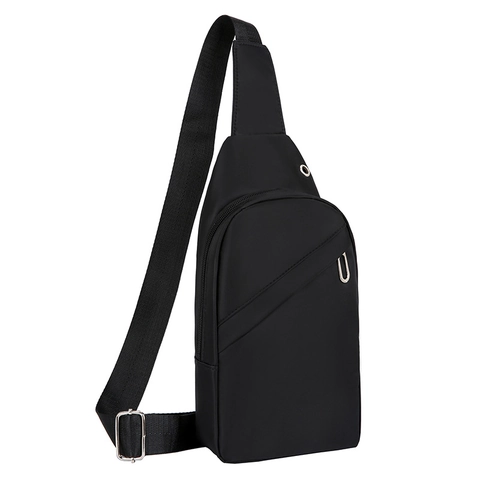 Herren Sling Bag Wasserdichtes Nylon Crossbody Brusttasche Mit Kopfhöreranschluss Reise Sport Freizeit Schultertasche