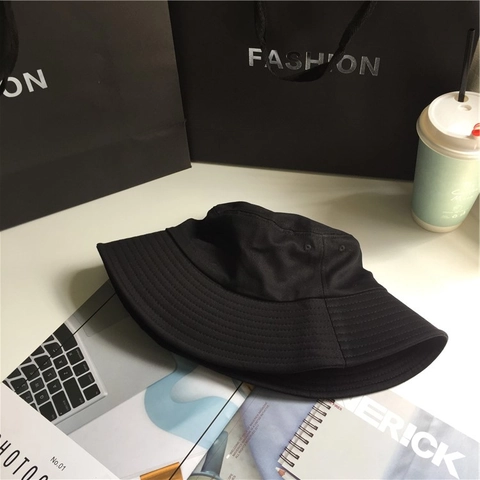 Cotton Canvas Bucket Hat Foldable Wide Brim Sun Protection Minimalist Solid Color Casual Outdoor Unisex