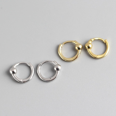 Orecchini A Cerchio Con Perline In Argento Sterling 925 Minimalisti Gioielli Huggie Con Sfera Rotonda Geometrici