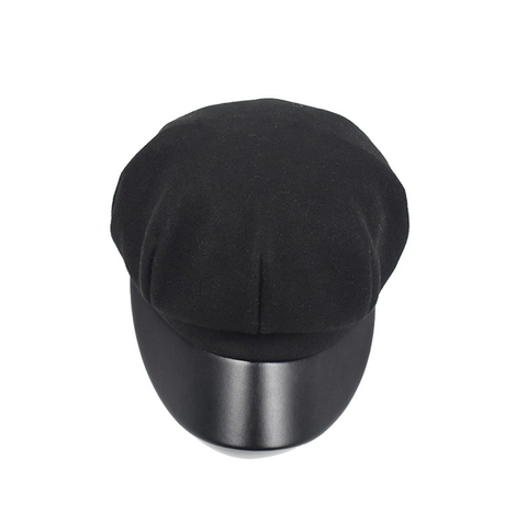 Schiebermütze Für Damen Wollene Achteckige Mütze Mit PU Leder Schirm Retro Britischer Stil Baker Boy Cabbie Flach
