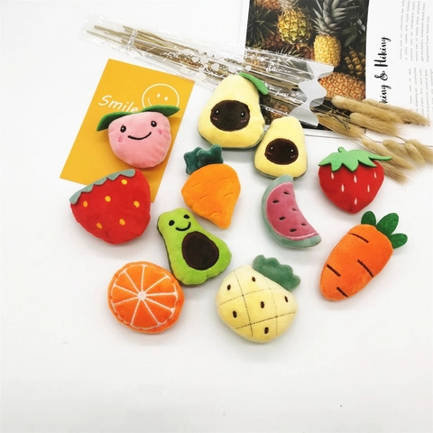 Cute Fruit Plush Brooch Cartoon Strawberry Avocado Carrot Decoration For Bags Hats Scarves Soft Accessory