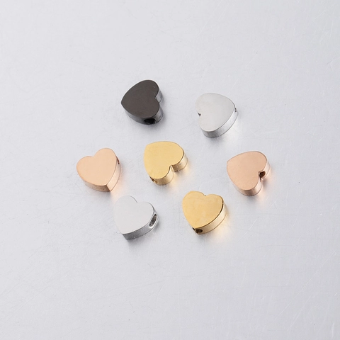 Heart Shape Small Hole Beads 304 Stainless Steel Polished For DIY Jewelry Making Bracelet Necklace Accessories