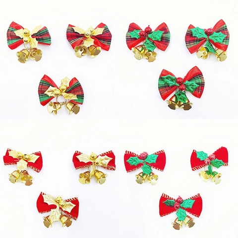 Lazos De Navidad Con Campanas Mini Cuadros Terciopelo Adornos Colgantes Para Árbol Guirnalda Regalo