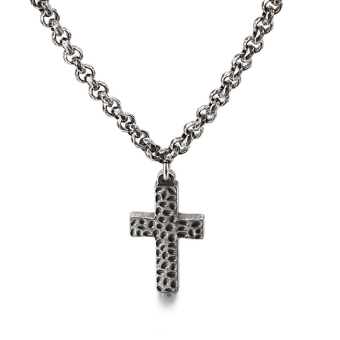 Vintage Kreuz Anhänger Armband Und Halskette Retro Titan Stahl Gothic Schmuck Für Herren Antik Silber Finish