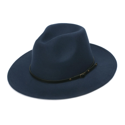 Vintage Britischer Stil Wollfilz Fedora Hut Für Damen Breite Krempe Jazz Kappe Mit Gürtelschnalle Klassisch Retro Party Kirche Kleid Hut