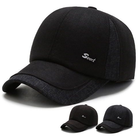 Cappello Da Baseball Invernale Da Uomo Misto Lana Calda Protezione Per Le Orecchie Berretto Sportivo Per Anziani