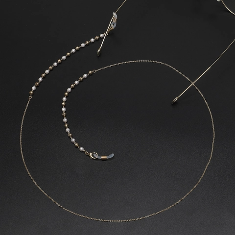 Catena Per Occhiali Elegante Metallo Placcato Oro Con Künstliche Perle Sintetiche Bianche Cordino Antiscivolo Per Occhiali Da Sole