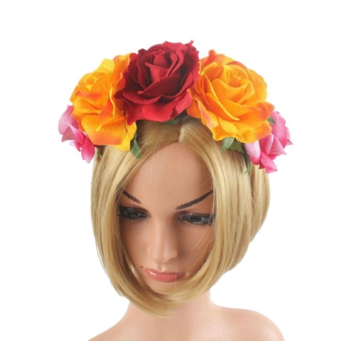 Künstliche Rosenblüten Stirnband Stoff Samt Mexikanische Party Halloween Tag Der Toten Festival Floraler Kopfschmuck Für Frauen