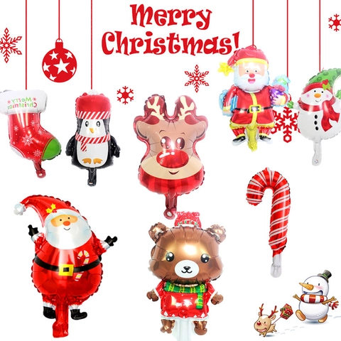 Christmas Foil Balloons Mini Santa Claus Snowman Elk Gingerbread Man Aluminum Film For Xmas Holiday Party Decoration
