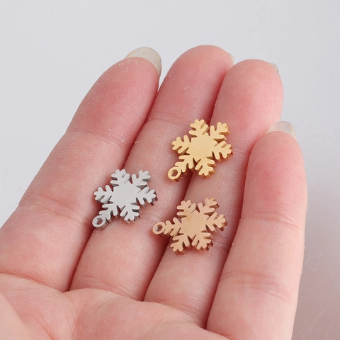 Colgantes De Copo De Nieve De Acero Inoxidable 304 Pulido Espejo Abalorios Para Creación De Joyas DIY Accesorios De Collar De Navidad
