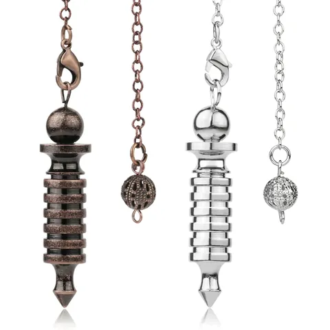 Metal Dowsing Pendulum Necklace Copper Detachable Reiki Healing Spiral Conical Pendant Divination Tools