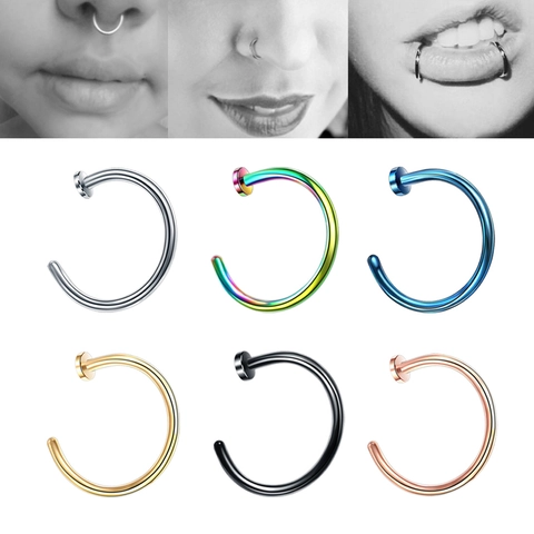 Stainless Steel C Shape Nose Ring Lip Ring Stud Piercing Body Jewelry Electroplated Fashion Unisex