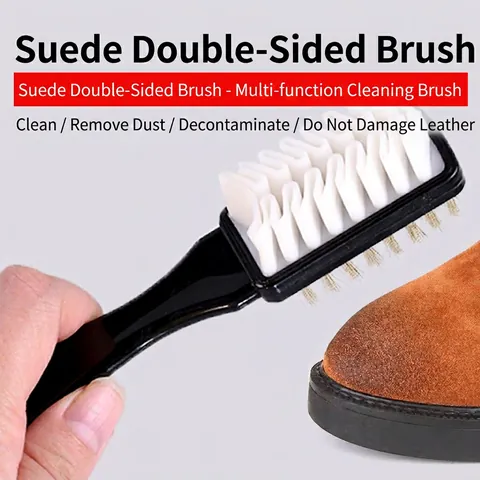 Suede Shoe Brush Cleaning Tool For Nubuck Leather With Copper Wire And Rubber Head Double Sided Multi Purpose Shoe Care