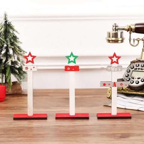 Decorazione Da Scrivania Albero Di Natale In Legno DIY Ornamento Da Tavolo Con Scritte Festive E Punta A Stella