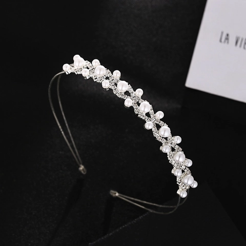 Steentjes Kunstparel Hoofdband Bruid Zinklegering Metalen Haarband Elegante Bruiloft Feest Accessoires Voor Vrouwen