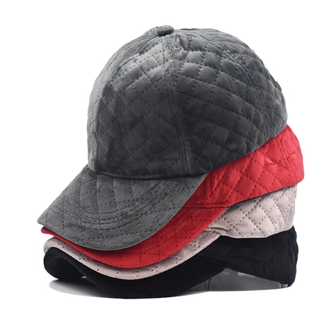 Cappello Da Baseball Trapuntato A Rombi Velluto Camoscio Inverno Caldo Regolabile Snapback Per Uomo Donna Casual