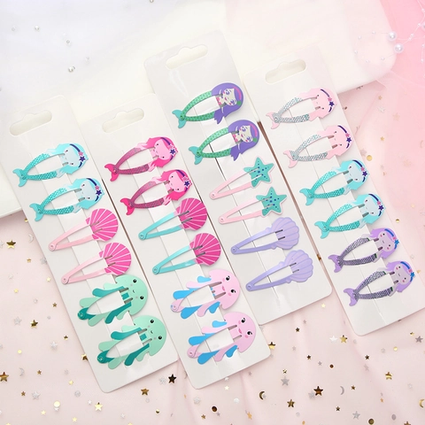 Snap Hair Clips Painted Metal Cartoon Fruit Animal Patterns Colorful Hairpins For Kids Girls