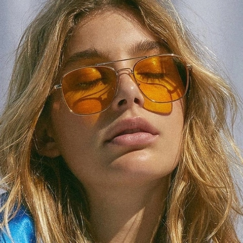 Square Aviator Sunglasses Metal Frame Double Bridge UV400 Protection Retro Fashion Eyewear For Men Women
