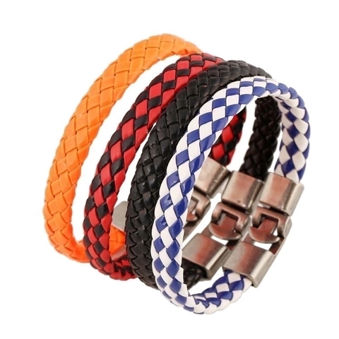 Pulsera De Cuero Trenzado Punk Retro Brazalete Con Cierre De Aleación Joyería De Moda Simple Para Hombres Y Mujeres