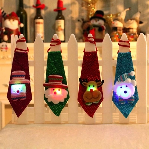 Cravatta Di Paillettes Di Natale Babbo Natale Pupazzo Di Neve Renna Orso Accessorio Per Costume Da Festa Bambini E Adulti