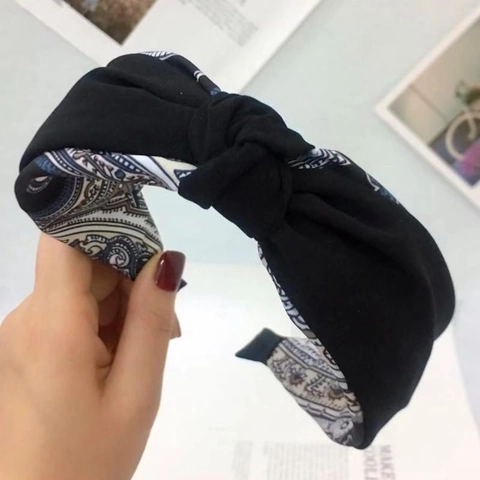 Knot Headband Wide Fabric Paisley Pattern Print Hair Band Contrast Color Non Slip Hair Accessory For Women Girls