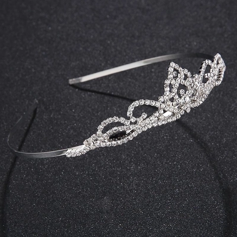 Elegante Corona Tiara In Lega D'Argento Con Strass Cerchietto Semplice Lucido Accessori Capelli Per Matrimonio Donne Ragazze
