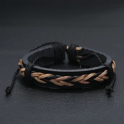 Bracciale Intrecciato Da Uomo Vintage Pelle PU Corda Di Canapa Intrecciato Regolabile Braccialetto Casual Gioielli