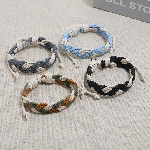 Handgefertigtes Gewebtes Hanfseil Armband Verstellbare Wachsschnur Ethno Boho Stil Schmuck Für Männer Frauen
