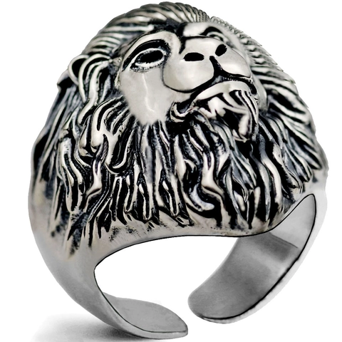 Löwenkopf Totenkopf Motor Legierung Ringe Vintage Hip Hop Verstellbar Offen Punk Biker Schmuck Für Herren