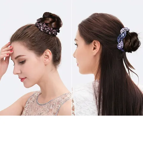 Rhinestone Flower Bun Maker Hair Clip Elegant Korean Style Hair Styling Accessory For Women Nest Shape Headwear