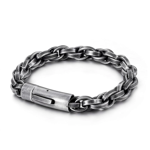 Pulsera De Cadena Para Hombre Acero Inoxidable 316L Retro Punk Cadena Gruesa Tejida Estilo Industrial Brazalete De Metal