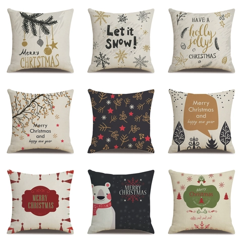 Linnen Kerst Kussenslopen Decoratieve Kussenhoes Vrolijk Kerstfeest Winter Huis Decor Voor Sofa Bed Woonkamer