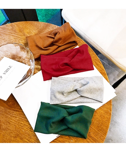 Women Ribbed Knitted Hairband Wide Elastic Twist Knot Headband For Yoga Sport Daily Face Washing Soft Hair Accessories