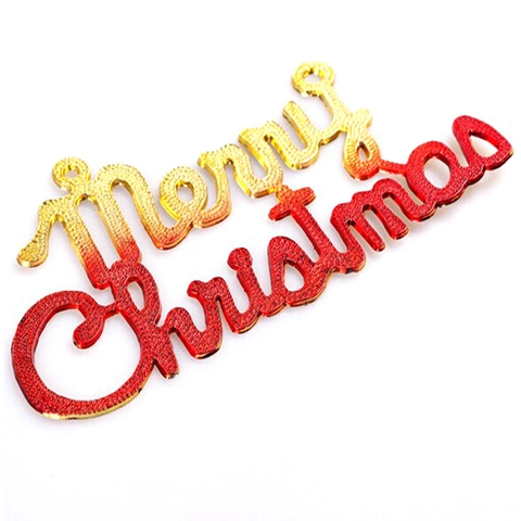 Merry Christmas Letter Sign Decoration Electroplated Plastic For Tree Cake Topper Holiday Party Festive Home Ornament
