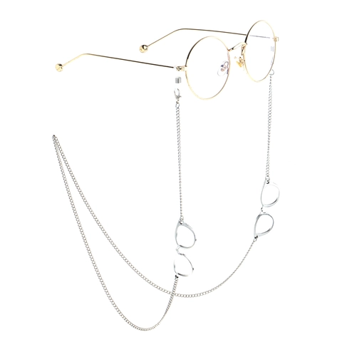 Metal Glasses Chain Eyewear Strap Anti Slip With Mini Glasses Charms Decorative Adjustable Silicone Connectors Women Men