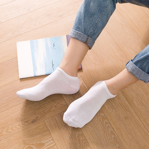 Low Cut Ankle Socks Polyester Cotton Blend Breathable Solid Color Casual Invisible Footwear For Men Women Unisex