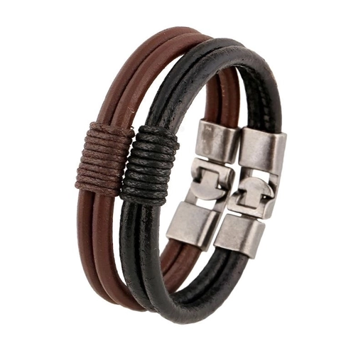 Bracelet En Cuir De Vache Tressé Rétro Avec Boucle En Alliage Fait Main Style Punk Vintage Minimaliste Bijoux Unisexe Cadeau