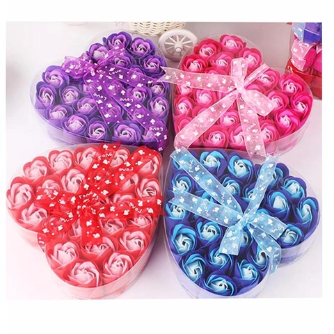 Heart Shaped Soap Rose Flower Gift Box Scented Artificial Petal With Ribbon For Valentine Mother Day Wedding Birthday Gift