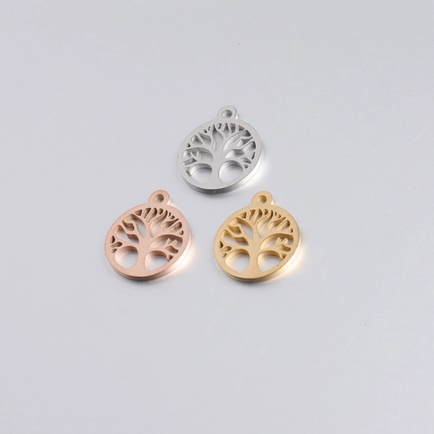 Albero Della Vita Ciondolo Tondo Cavo Acciaio Inossidabile Accessorio Per Creazione Di Gioielli Fai Da Te Charms Lucidato A Specchio