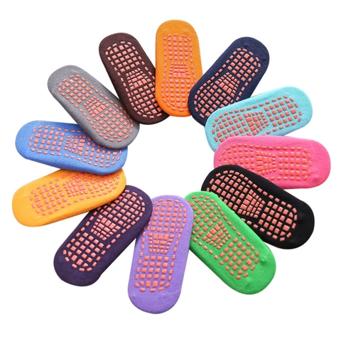 Non Slip Floor Socks Combed Cotton Breathable Grip Toddler Kids Adult Indoor Yoga Pilates Home Exercise Solid Color Socks