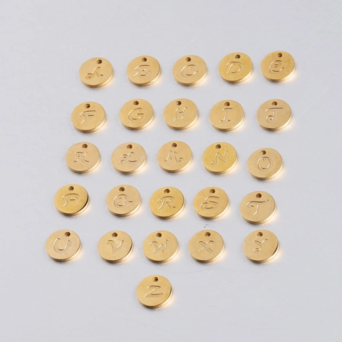 Dijes De Alfabeto Redondos De Acero Inoxidable 304 Pulido Espejo Colgantes De Letras Para Accesorios De Joyería DIY