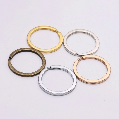 Metallic Flat Key Ring Keychain Accessories For DIY Jewelry Making Findings Multiple Electroplated Colors Key Ring Loop For Crafting