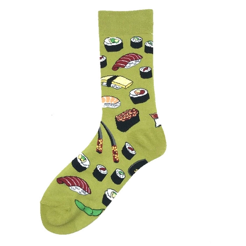 Creative Food Series Cotton Crew Socks Unisex Fashion Funny Apple Avocado Sushi Fried Egg Burger Pattern Middle Tube Socks