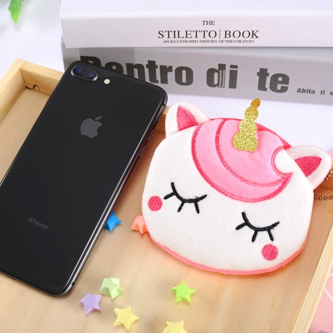 Unicorn Plush Coin Purse Mini Wallet With Zipper Soft Plush Keychain Pendant For Girls Small Items Storage Organizer