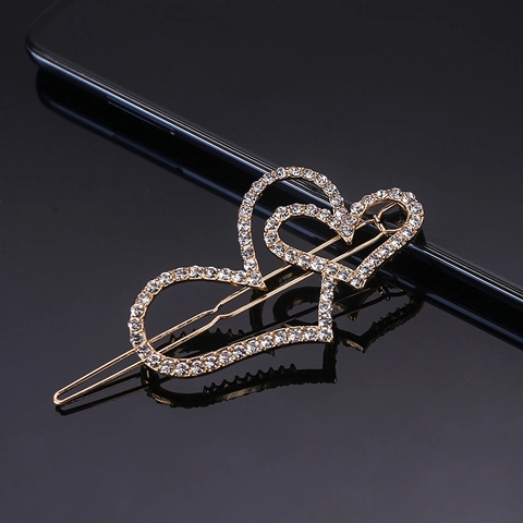Glänzende Strass Legierung Haarspangen Stern Mond Herz Geometrische Schnapp Barrettes Mode Haar Accessoires Für Frauen