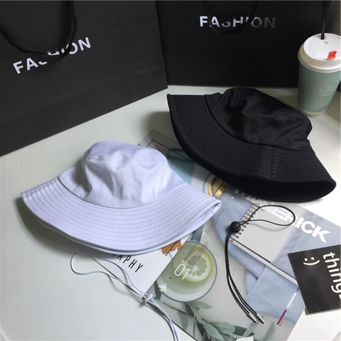 Cotton Canvas Bucket Hat Foldable Wide Brim Sun Protection Minimalist Solid Color Casual Outdoor Unisex