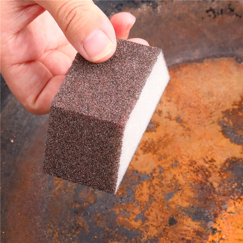 Emery Cleaning Sponge Alumina Rust Removal Decontamination Brush For Kitchen Pots And Pans Trapezoid Brown